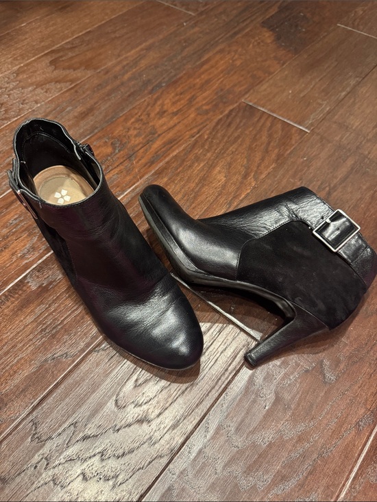 Naturalizer Shoes - Naturalizer Black Leather & Suede Ankle Booties with Buckle